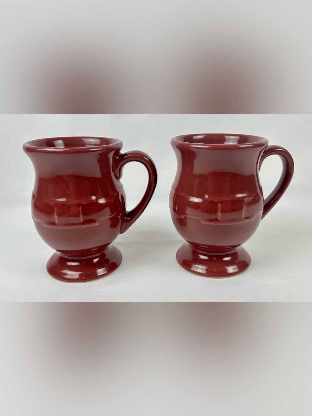 Longaberger Pottery set of 2 Latte Footed Mugs, Paprika Color, 16 ounce